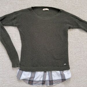 Hollister Dark Green Layered Hem Sweater